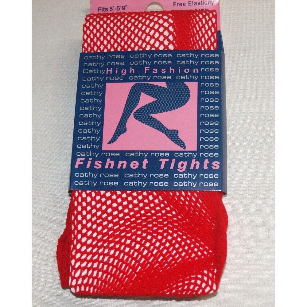 Fishnet tights pantyhose Cosplay Red one size NEW
